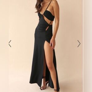 Black asymmetrical showpo cut out dress